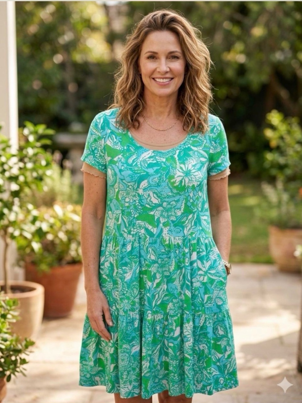 Lilly Pulitzer Geanna Swing Dress Botanical Green Safari Sangria